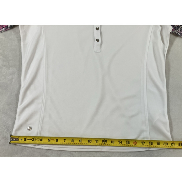 Daily Sports Womens Golf Shirt Long Sleeve Snaps Floral Trim Activewear SZ XL - Picture 11 of 11
